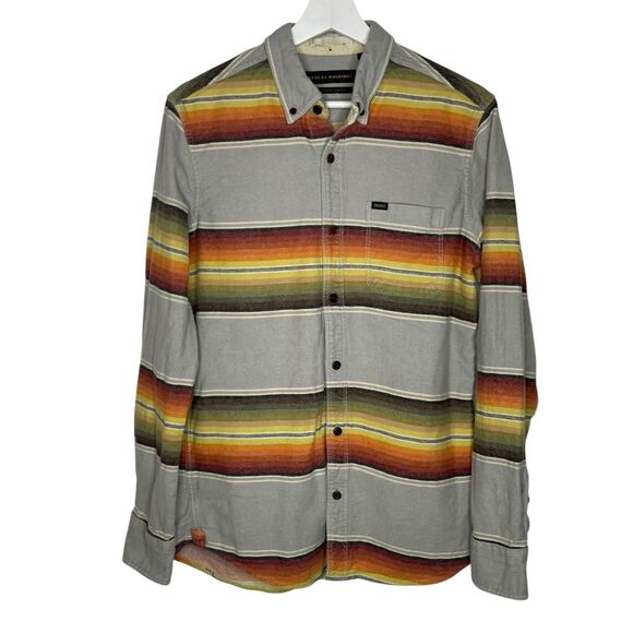 Deus Ex Machina Albie Shirt Men’s Grey Large Button Down Stripe Southwestern - Picture 1 of 3